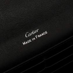 Pre Owned Cartier Dark Grey Patent Leather Happy Birthday Wallet On Chain