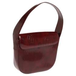 Cartier Burgundy Logo Embossed Patent Leather Flap Hobo