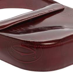 Cartier Burgundy Logo Embossed Patent Leather Flap Hobo