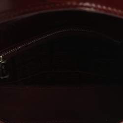 Cartier Burgundy Logo Embossed Patent Leather Flap Hobo