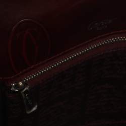 Cartier Burgundy Logo Embossed Patent Leather Flap Hobo