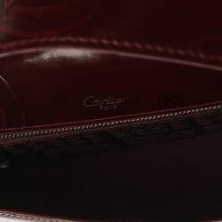 Cartier Burgundy Logo Embossed Patent Leather Flap Hobo