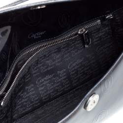مملوكة مسبقًا Cartier Black Embossed Patent Leather Flap Baguette Shoulder Bag