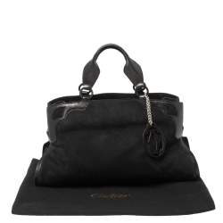 Pre Owned حقيبة كارتييه مارسيلو دو كارتييه جلد نوبوك ونقشة السحلية سوداء 