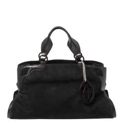 Pre Owned حقيبة كارتييه مارسيلو دو كارتييه جلد نوبوك ونقشة السحلية سوداء 