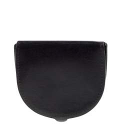 Pre Owned Cartier Black Leather Horseshoe Type Coin Purse 