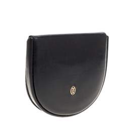 Pre Owned Cartier Black Leather Horseshoe Type Coin Purse 