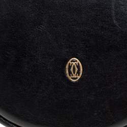 Pre Owned Cartier Black Leather Horseshoe Type Coin Purse 
