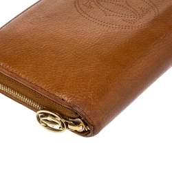 Cartier Brown Leather Marcello Zip Around Wallet