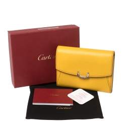 Pre Owned Cartier Yellow Leather Small C de Cartier Compact Wallet 