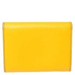 Pre Owned Cartier Yellow Leather Small C de Cartier Compact Wallet 
