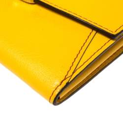 Pre Owned Cartier Yellow Leather Small C de Cartier Compact Wallet 