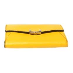 Pre Owned Cartier Yellow Leather Small C de Cartier Compact Wallet 