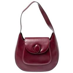 Pre Owned Cartier Burgundy Leather Happy Birthday Hobo