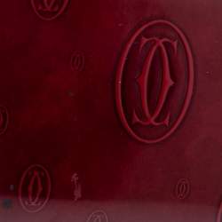 Pre Owned محفظة كارتييه هابي بيرثداي جلد أحمر بسحاب محيط