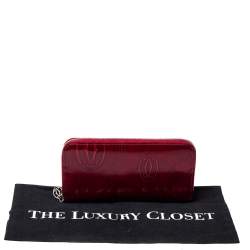 Pre Owned محفظة كارتييه هابي بيرثداي جلد أحمر بسحاب محيط