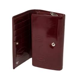 Pre Owned Cartier Red Patent Leather Happy Birthday Wallet