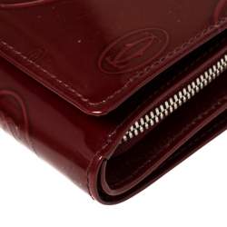 Pre Owned Cartier Red Patent Leather Happy Birthday Wallet
