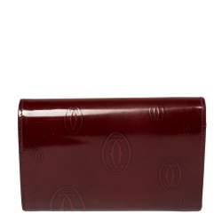 Pre Owned Cartier Red Patent Leather Happy Birthday Wallet
