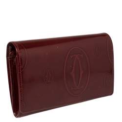 Pre Owned Cartier Red Patent Leather Happy Birthday Wallet