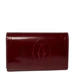 Pre Owned Cartier Red Patent Leather Happy Birthday Wallet