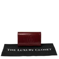 Pre Owned Cartier Red Patent Leather Happy Birthday Wallet