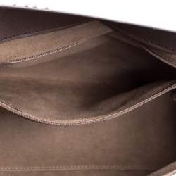 Pre Owned Cartier Grey/Brown Satin and Leather Karung Trimmed Happy Birthday Cabochon Flap Bag