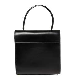Pre Owned Cartier Black Leather Panthere Top Handle Bag