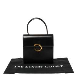 Pre Owned Cartier Black Leather Panthere Top Handle Bag