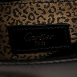 Pre Owned Cartier Black Leather Panthere Top Handle Bag