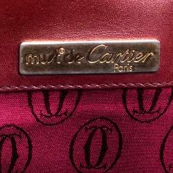 Pre Owned Cartier Burgundy Leather Must De Cartier Shoulder Bag