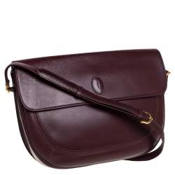 Pre Owned Cartier Burgundy Leather Must De Cartier Shoulder Bag