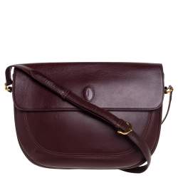 Pre Owned Cartier Burgundy Leather Must De Cartier Shoulder Bag