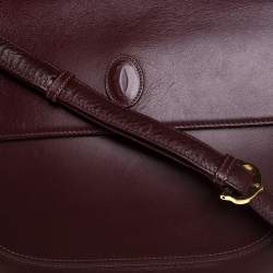 Pre Owned Cartier Burgundy Leather Must De Cartier Shoulder Bag