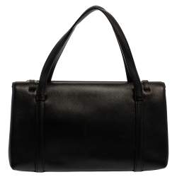 Pre Owned Cartier Black Leather Happy Birthday Cabochon Flap Bag