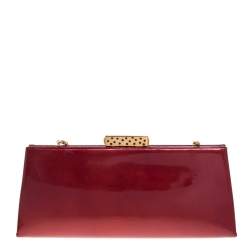 Pre Owned Cartier Red Patent Leather Chain Clutch