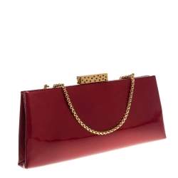 Pre Owned Cartier Red Patent Leather Chain Clutch