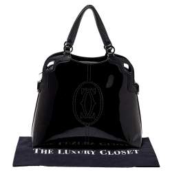 Pre Owned حقيبة ساتشل كارتييه مارسيلو دي كارتييه جلد أسود لامع