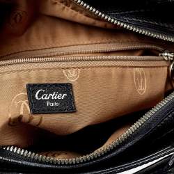 Pre Owned حقيبة ساتشل كارتييه مارسيلو دي كارتييه جلد أسود لامع