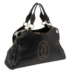 مملوكة مسبقًا Cartier Black Leather "Marcello de Cartier" Shoulder Bag