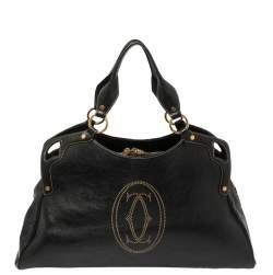 مملوكة مسبقًا Cartier Black Leather "Marcello de Cartier" Shoulder Bag