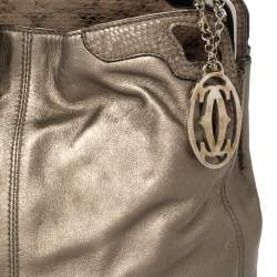 مملوكة مسبقًا Cartier Metallic Leather and Python Marcello de Cartier Top Handle Bag