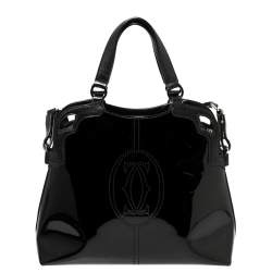 Pre Owned Cartier Black Patent Leather Marcello de Cartier Satchel