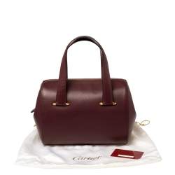 Pre Owned حقيبة كارتييه بوسطن جلد عنابي بسحاب