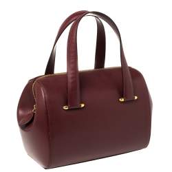 Pre Owned حقيبة كارتييه بوسطن جلد عنابي بسحاب