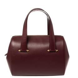 Pre Owned حقيبة كارتييه بوسطن جلد عنابي بسحاب