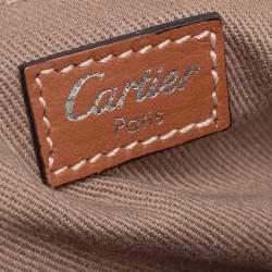Pre Owned Cartier Brown Leather Marcello Flap Top Handle Bag