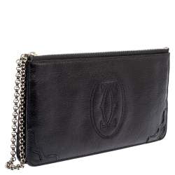 Pre Owned Cartier Metallic Black Leather Marcello de Cartier Clutch
