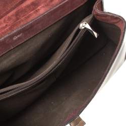 Pre Owned Cartier Burgundy Patent Leather/Suede and Python Feminine Line Top Handle Bag