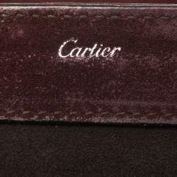 Pre Owned Cartier Burgundy Patent Leather/Suede and Python Feminine Line Top Handle Bag